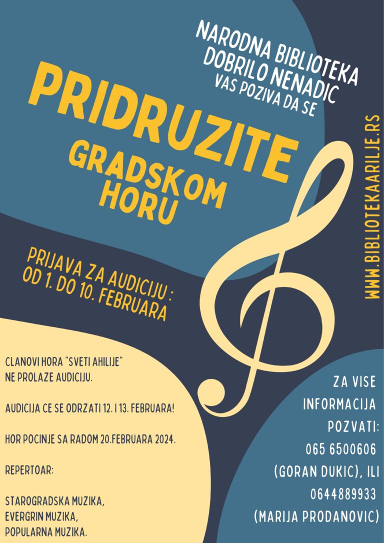 Audicija za nov saziv Gradskog hora Audicija za nov saziv Gradskog hora - Lokal Info